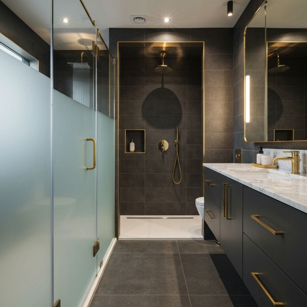 Modern bathroom with dark theme