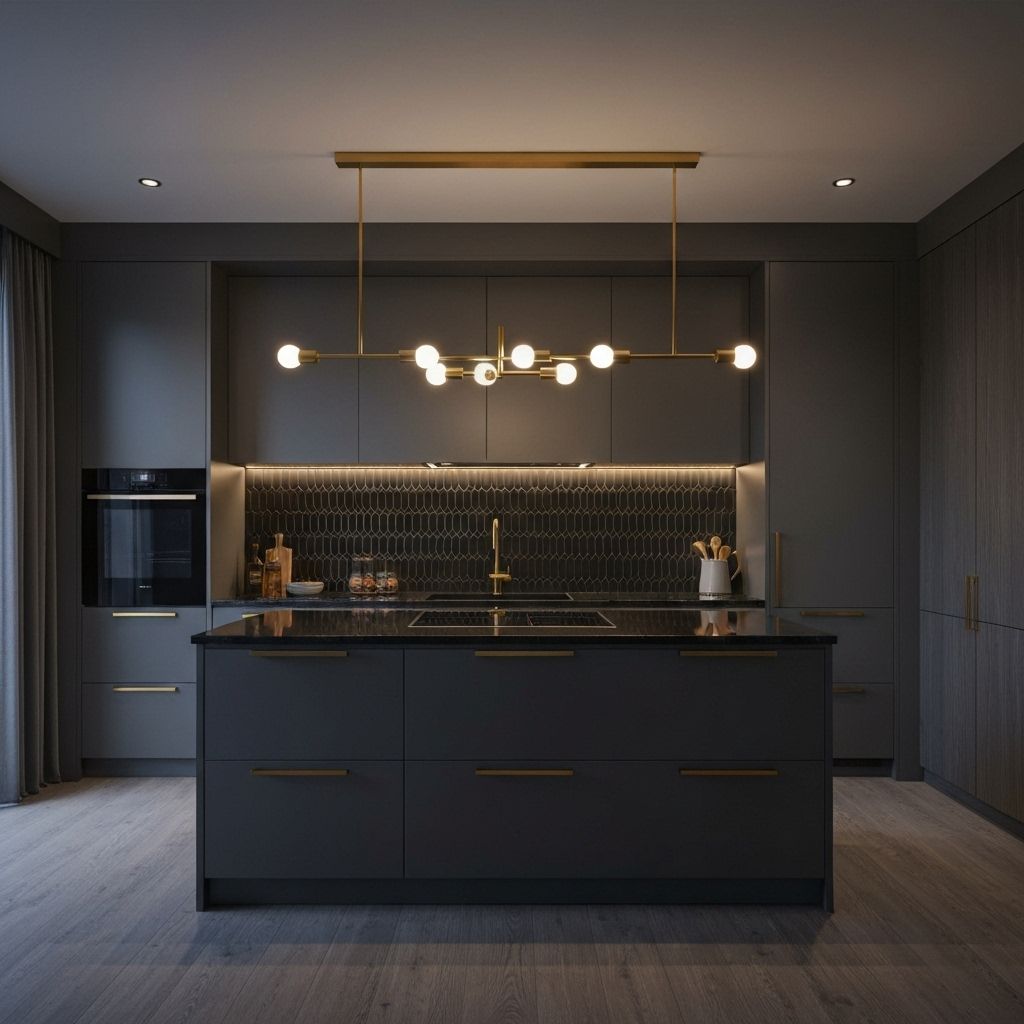 Modern kitchen with dark theme